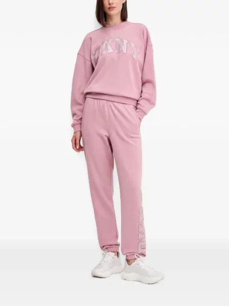 Pantaloni Dkny alergare cu autograf roz