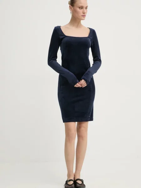 Велюрова сукня G-Star mini облягаюча синій
