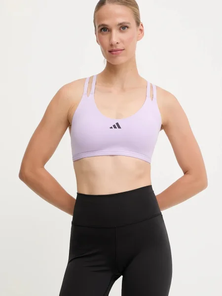 Спортен сутиен adidas Performance AERIM LS лилаво с изчистен дизайн виолетово