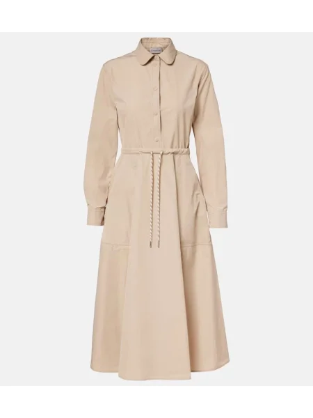 Sukienka koszulowa Moncler popelinowa garniturowa beżowa