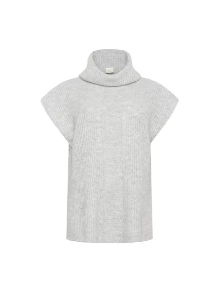 Sweter z golfem Kaffe Curve wełniany szary