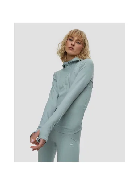 Tričko s dlouhým rukávem adidas by Stella McCartney Studio Ruched modré
