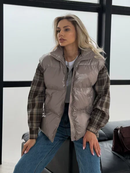 Утеплений жилет Jadone Fashion Ayvi_moko мокко