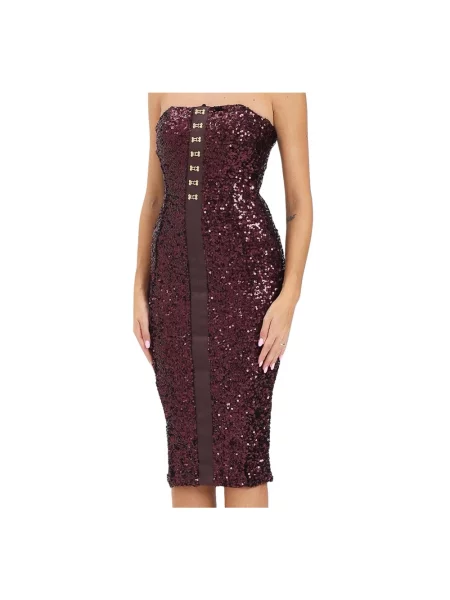 Sukienka midi Elisabetta Franchi ze stretchu fioletowa