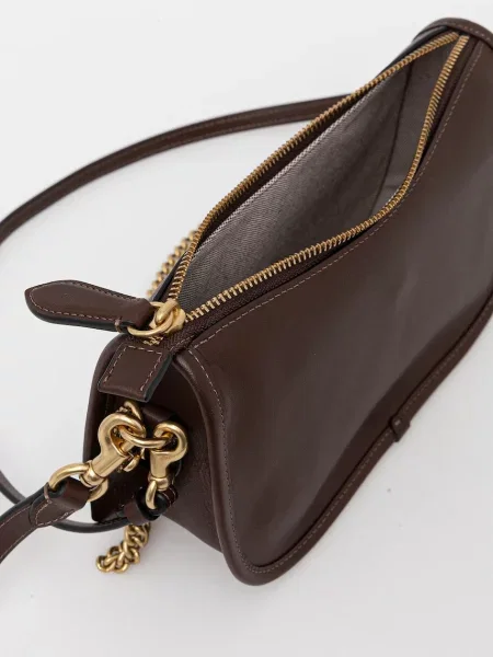 Кожаная сумка Coach коричневая