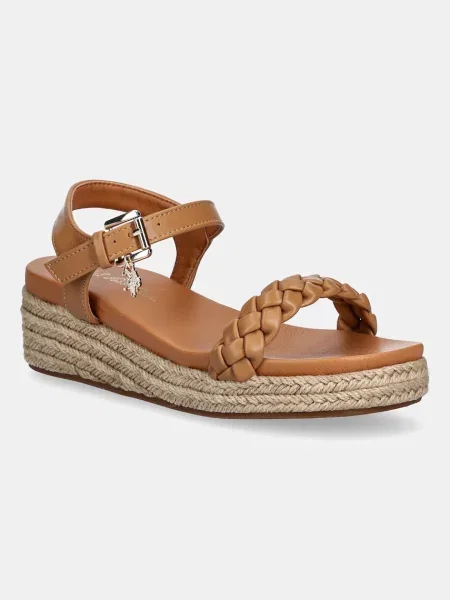Сандали U.S. Polo Assn. ASTRID със скосена платформа кафяво