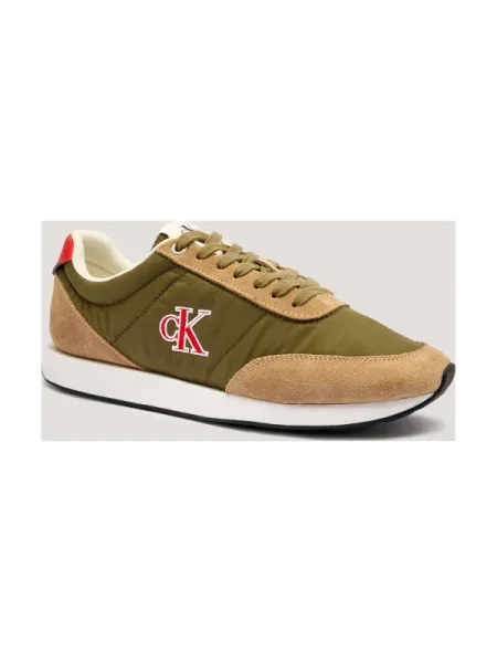 Calvin Klein Sneakers RETRO cu adaos de piele verde