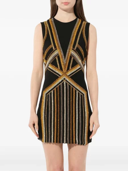Rochie mini Balmain cu broderie negru