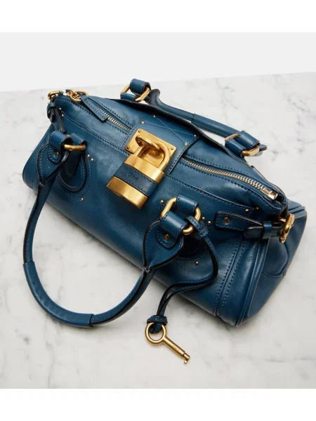 Geanta de piele Chloé din piele albastru