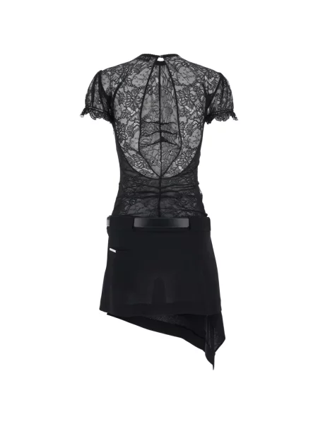 Cu centură rochie The Attico din dantelă negru