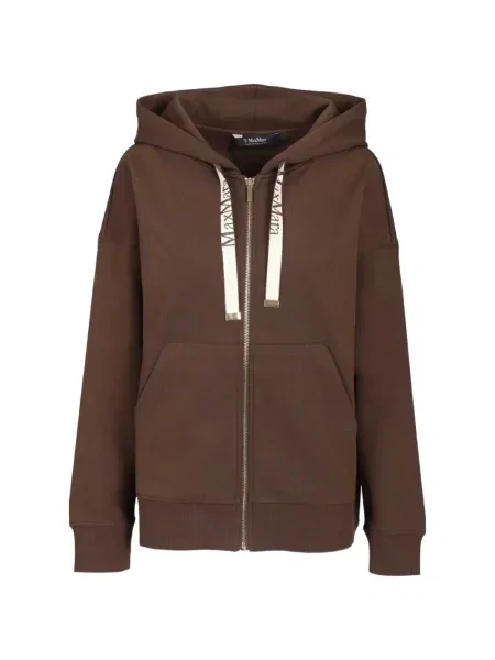 Bluza z kapturem S Max Mara żakardowa z autografem brązowa