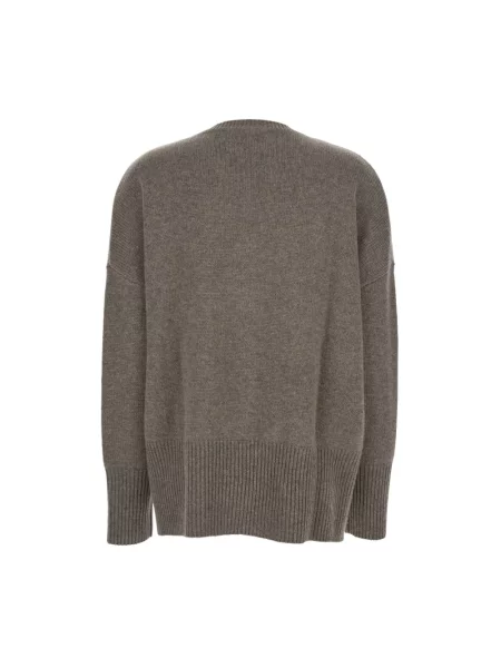 Sweter Lisa Yang z okrągłym dekoltem brązowy
