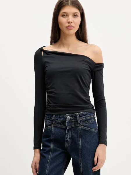 Majica z dolgimi rokavi Abercrombie & Fitch črna