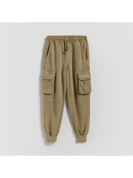 Reserved Kalhoty cargo joggers se sepraným efektem zelená