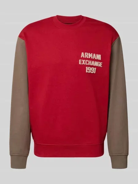 Bluza z naszytym logo i dekoltem typu crew neck Armani Exchange czerwona