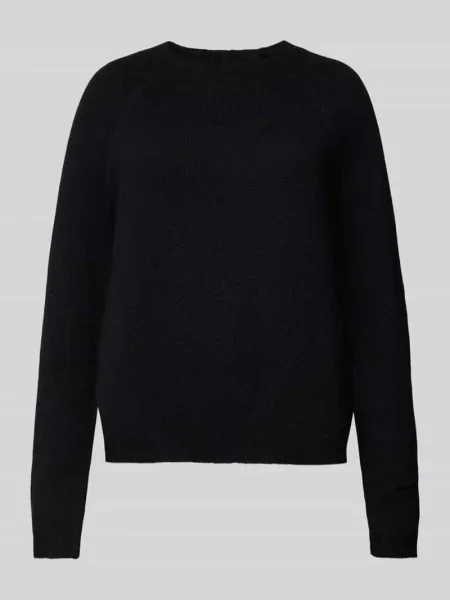 Sweter z dzianiny o kroju regular fit z raglanowymi rękawami model ‘JULIANA’ Pieces czarny