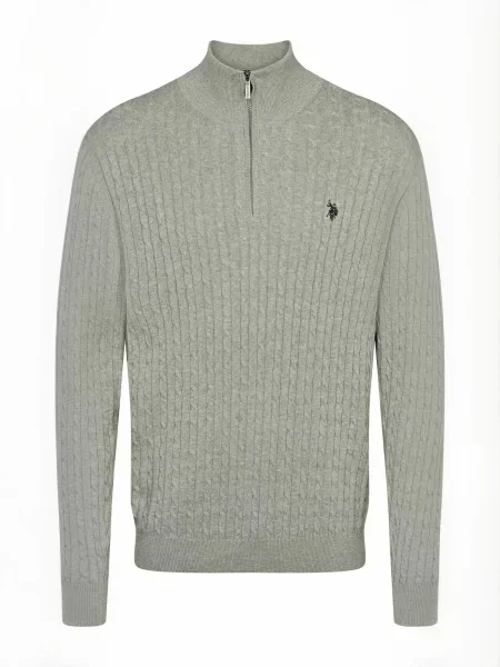 U.S. POLO ASSN. Pulover UMRomeo Half-zip amestecat gri