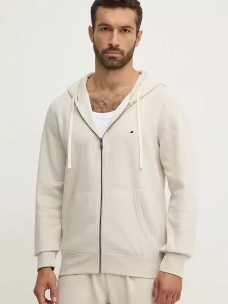 Pulover Tommy Hilfiger s kapuco bež