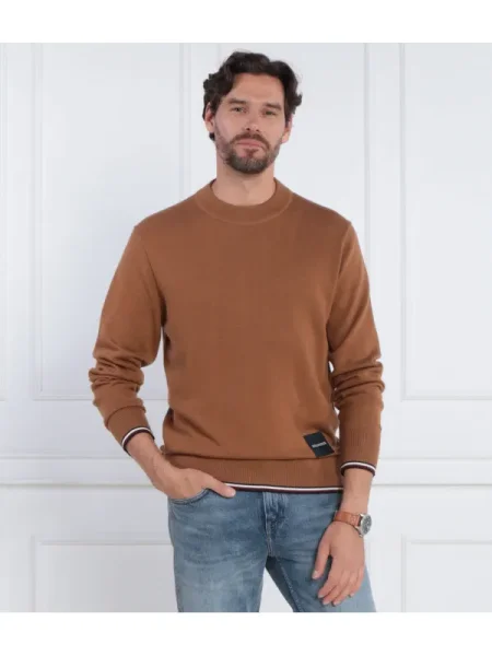 Tommy Hilfiger Pulover MONOTYPE GS TIPPED cu adaos de mătase maro