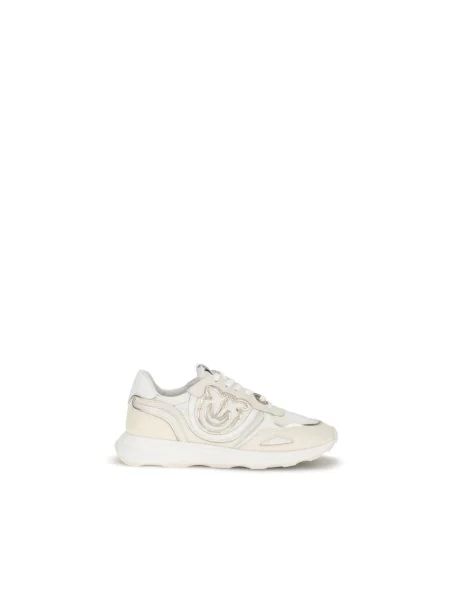 PINKO Obuwie Kobieta 38 EU Suede Zoe Sneakers z Logo biały