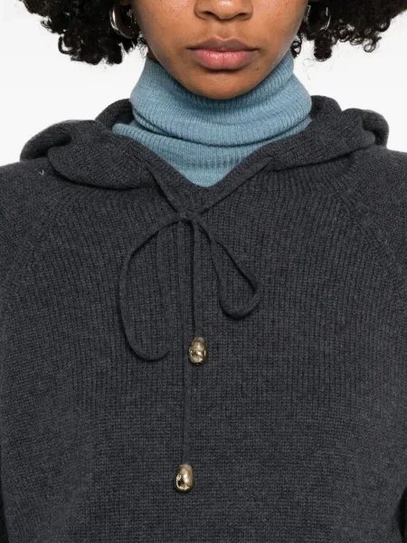 Μάλλινο hoodie Fabiana Filippi μαύρο