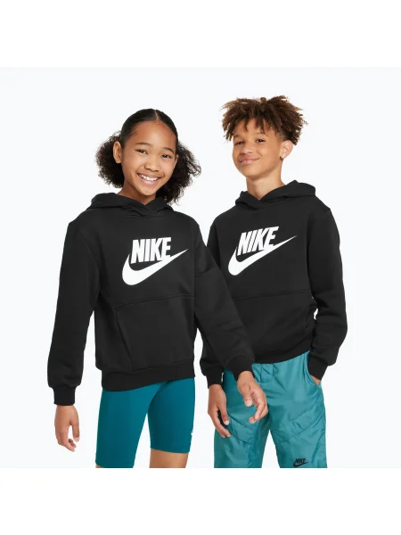 Dětská mikina Nike Club Fleece Hoodie black/white bílá