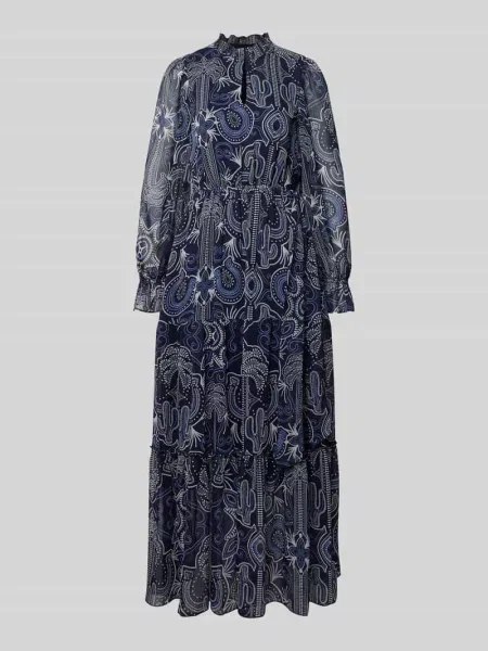 Długa sukienka z wycięciem w kształcie łezki Oui niebieska