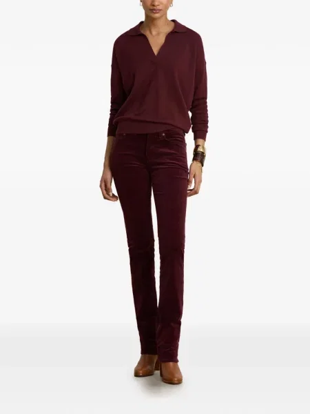 Samt hlače Lauren Ralph Lauren crvena