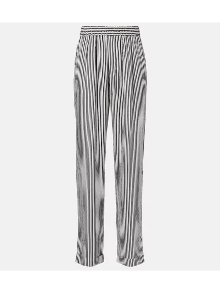 Pantaloni Tom Ford de mătase cu dungi negru