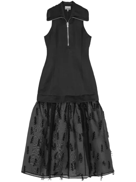 Rochie midi Ganni până la genunchi de costum negru
