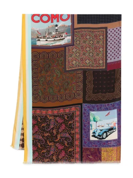Fular Pierre-louis Mascia cu model paisley maro