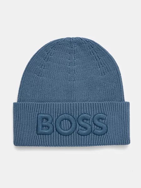 Вълнена шапка Boss Orange от вълна синьо
