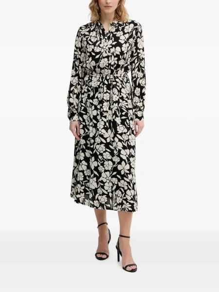 Rochie midi Benetton cu model floral cu imagine până la genunchi negru