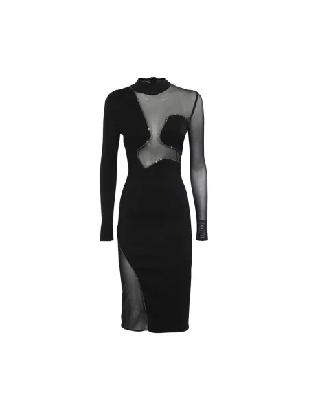 Długa sukienka maxi John Richmond z siateczką czarna