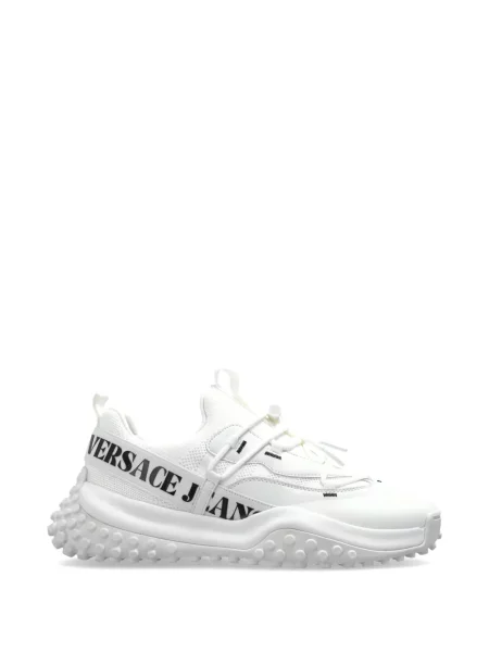 Sneakerși Versace Jeans Couture cu șireturi din dantelă cu autograf alb