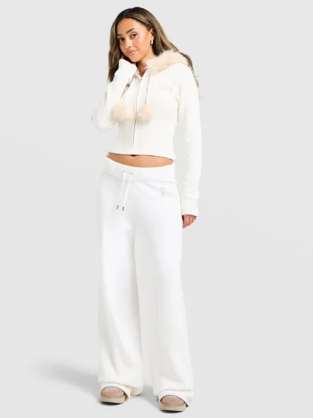 Juicy Couture Bluza Rozpinana Z Kapturem Knit biała
