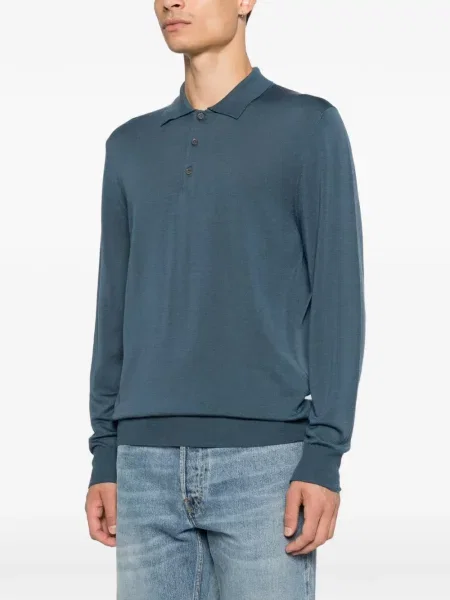 Lung tricou polo Canali albastru
