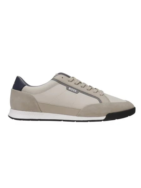 Sneakersy Boss zamszowe z logo beżowe