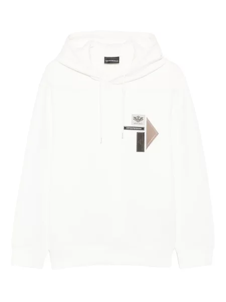 Pulover Emporio Armani cu glugă alb