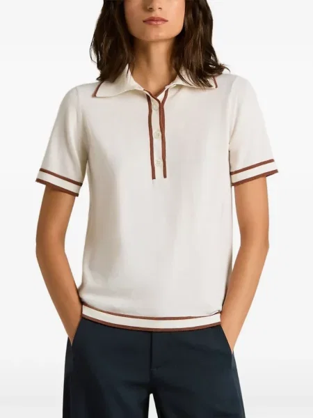 Tricou polo Kiton de lână alb