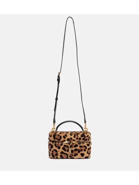 Torebka Saint Laurent z nadrukiem w panterkę brązowa