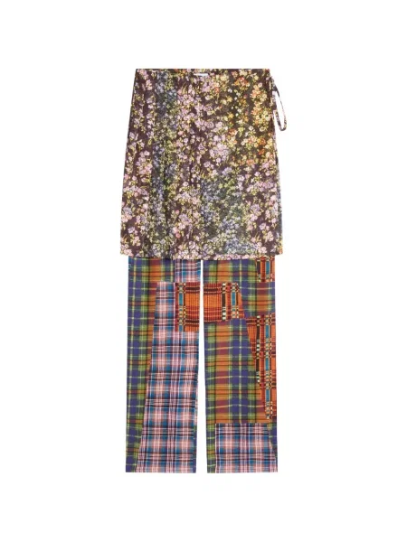 Pantaloni Dries Van Noten cu model floral cu imagine portocaliu