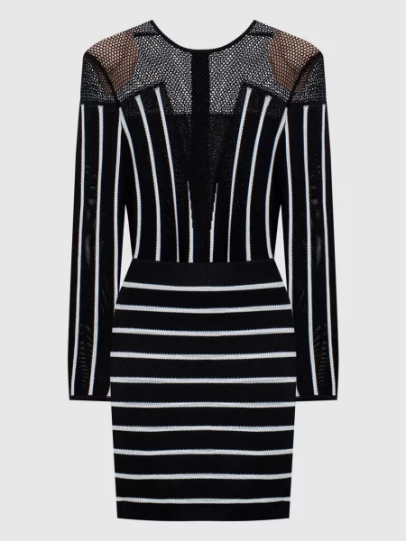 Сукня в смужку Balmain чорна
