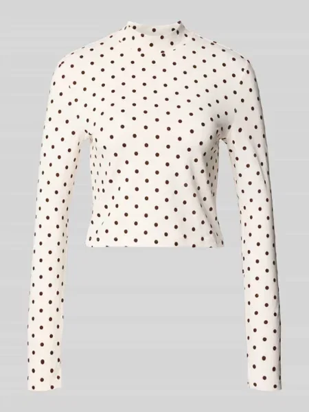 Bluzka z długim rękawem o krótkim kroju z grochami Style Icon Collection różowa