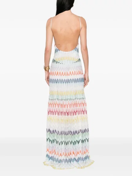 Dryžuotas kostiumas maxi suknele Missoni be rankovių balta