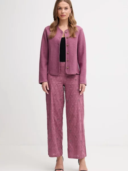 Hoss Intropia marynarka wełniana jednorzędowa gładka fioletowy