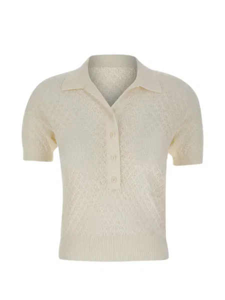 Dzianinowa koszulka polo Faithfull The Brand biała