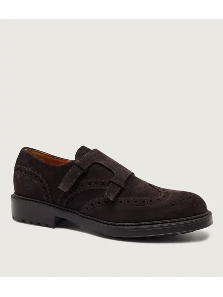 Doucal's Pantofi monk | piele întoarsă maro