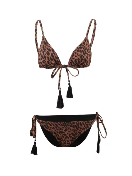 Trendyol Costum de baie două piese maro / maro pueblo negru