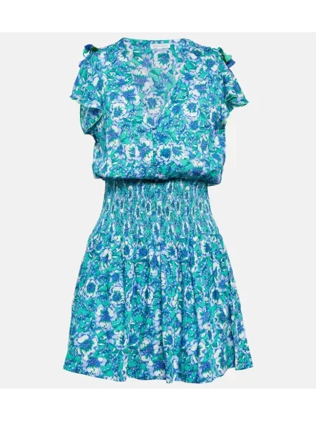 Cvetlična obleka Poupette St Barth s cvetličnim vzorcem modra